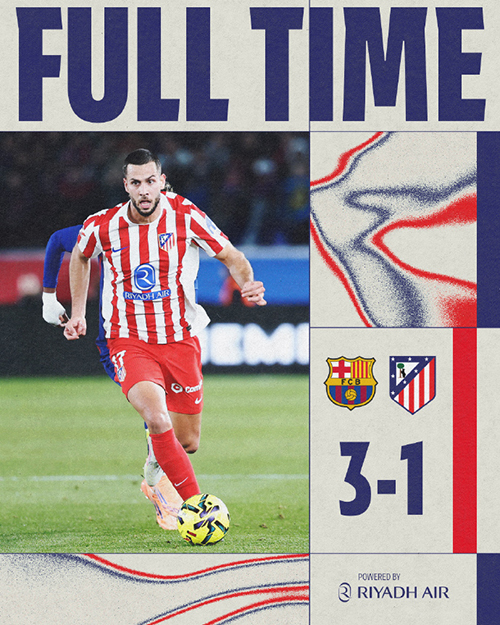 西甲-巴萨3-1逆转马竞 拉菲尼亚建功 奥尔莫破门+造点+伤退